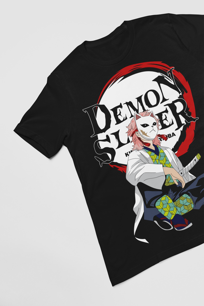 Demon Slayer Unisex Regular fit Tshirt, Anime Graphic T-shirt, Black, Cotton, Anime Print (D042)