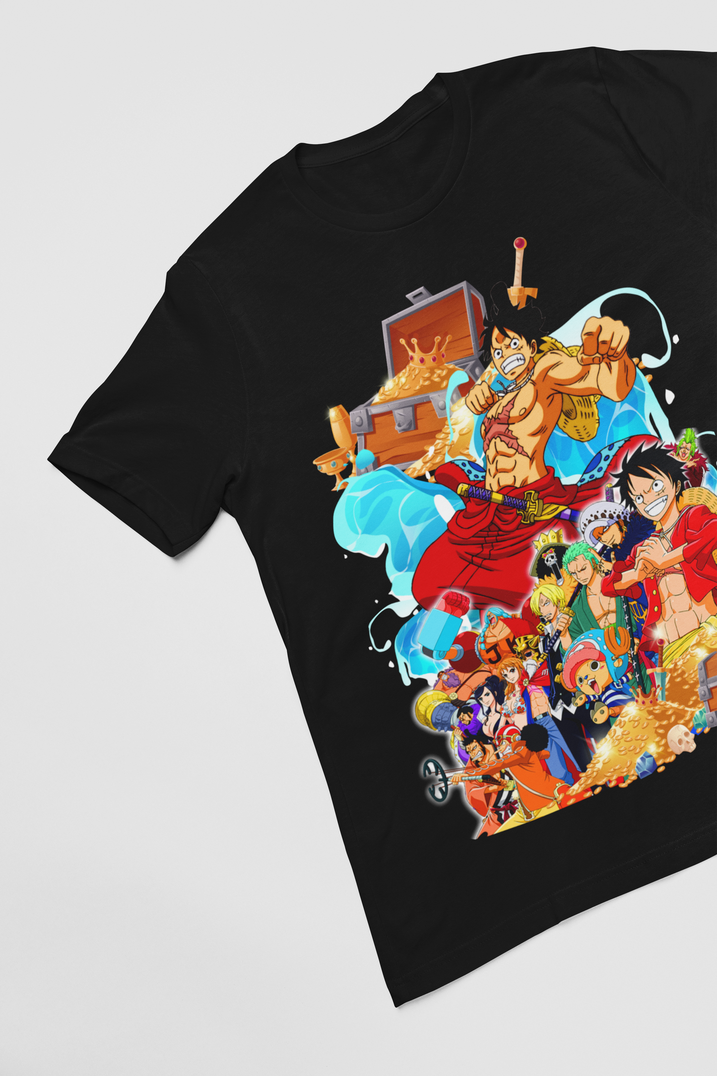 One Piece  Unisex Regular fit Tshirt, Anime Graphic T-shirt, Black, Cotton, Anime Print (OP-44)