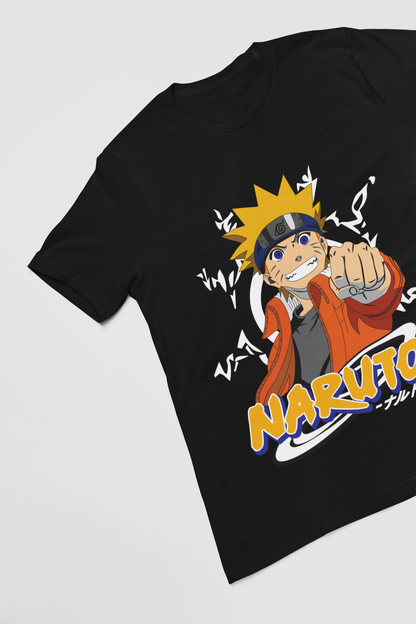 Naruto (D-4) Unisex Regular fit Tshirt, Anime Graphic T-shirt, Black, Cotton, Anime Print
