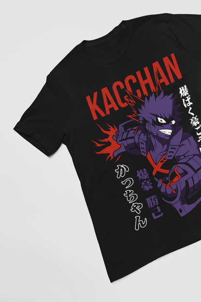 Katsuki Bakugo(D-3) My Hero Academia Unisex Regular fit Tshirt, Anime Graphic T-shirt, Black, Cotton, Anime Print