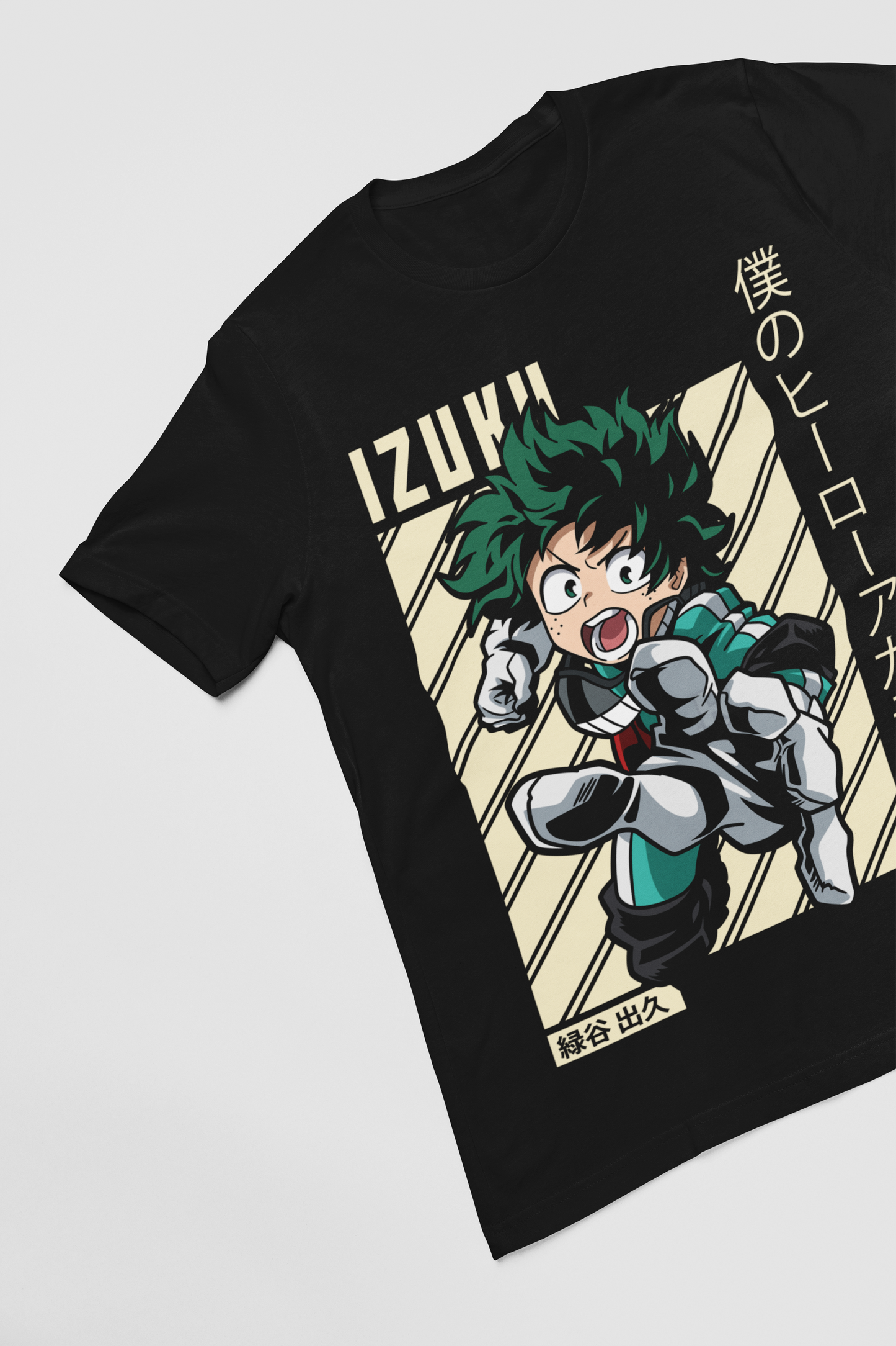 Izuku Midoriya My Hero Academia Unisex Regular fit Tshirt, Anime Graphic T-shirt, Black, Cotton, Anime Print