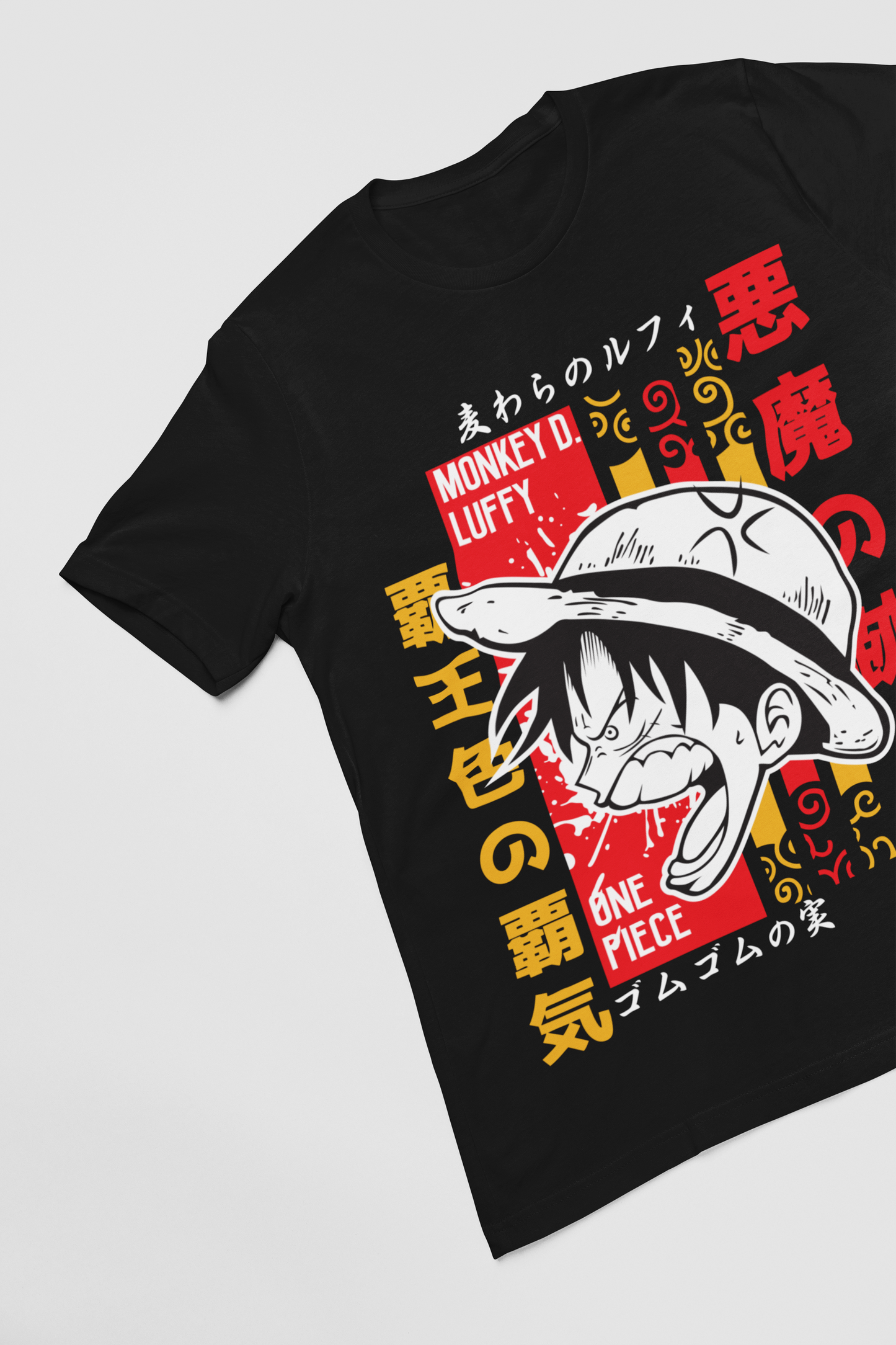 Luffy (D-5)One Piece  Unisex Regular fit Tshirt, Anime Graphic T-shirt, Black, Cotton, Anime Print )