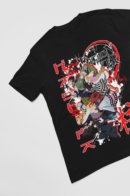 Demon Slayer Hashira  Unisex Regular fit Tshirt, Anime Graphic T-shirt, Black, Cotton, Anime Print (D036)