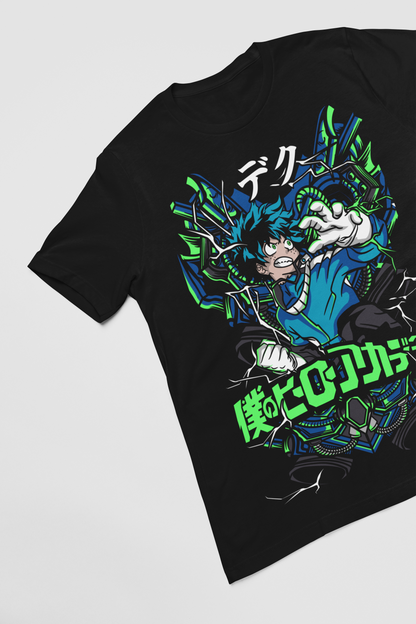 My Hero Academia Unisex Regular fit Tshirt, Anime Graphic T-shirt, Black, Cotton, Anime Print (MHA-62)
