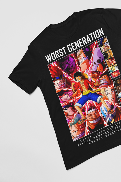One Piece  Unisex Regular fit Tshirt, Anime Graphic T-shirt, Black, Cotton, Anime Print (OP-49)