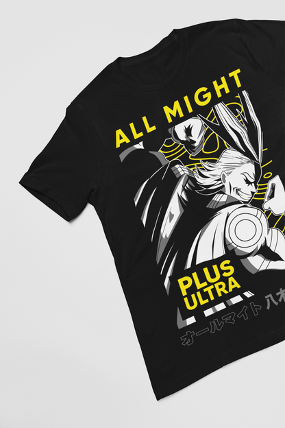 All Might (D-2) My Hero Academia Unisex Regular fit Tshirt, Anime Graphic T-shirt, Black, Cotton, Anime Print