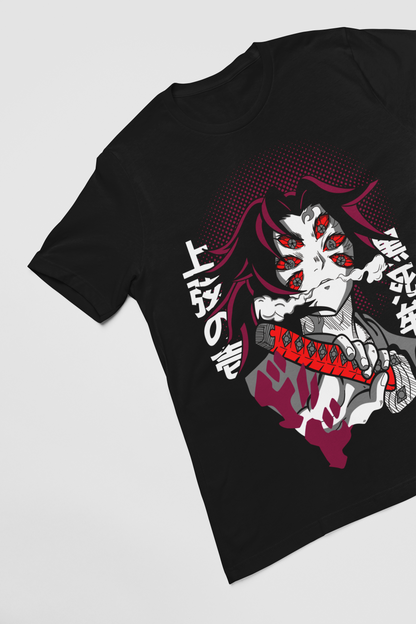 Kokushibo Demon Slayer Unisex Regular fit Tshirt, Anime Graphic T-shirt, Black, Cotton, Anime Print