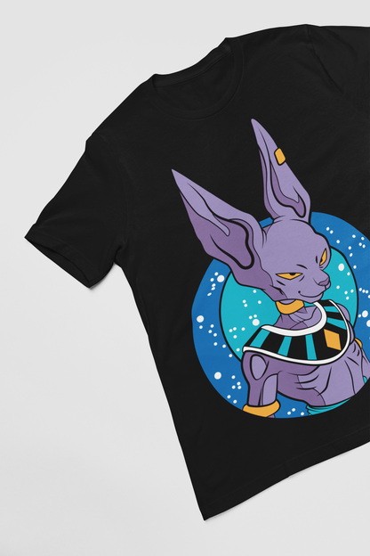 Beerus Dragon Ball Z Unisex Regular fit Tshirt, Anime Graphic T-shirt, Black, Cotton, Anime Print