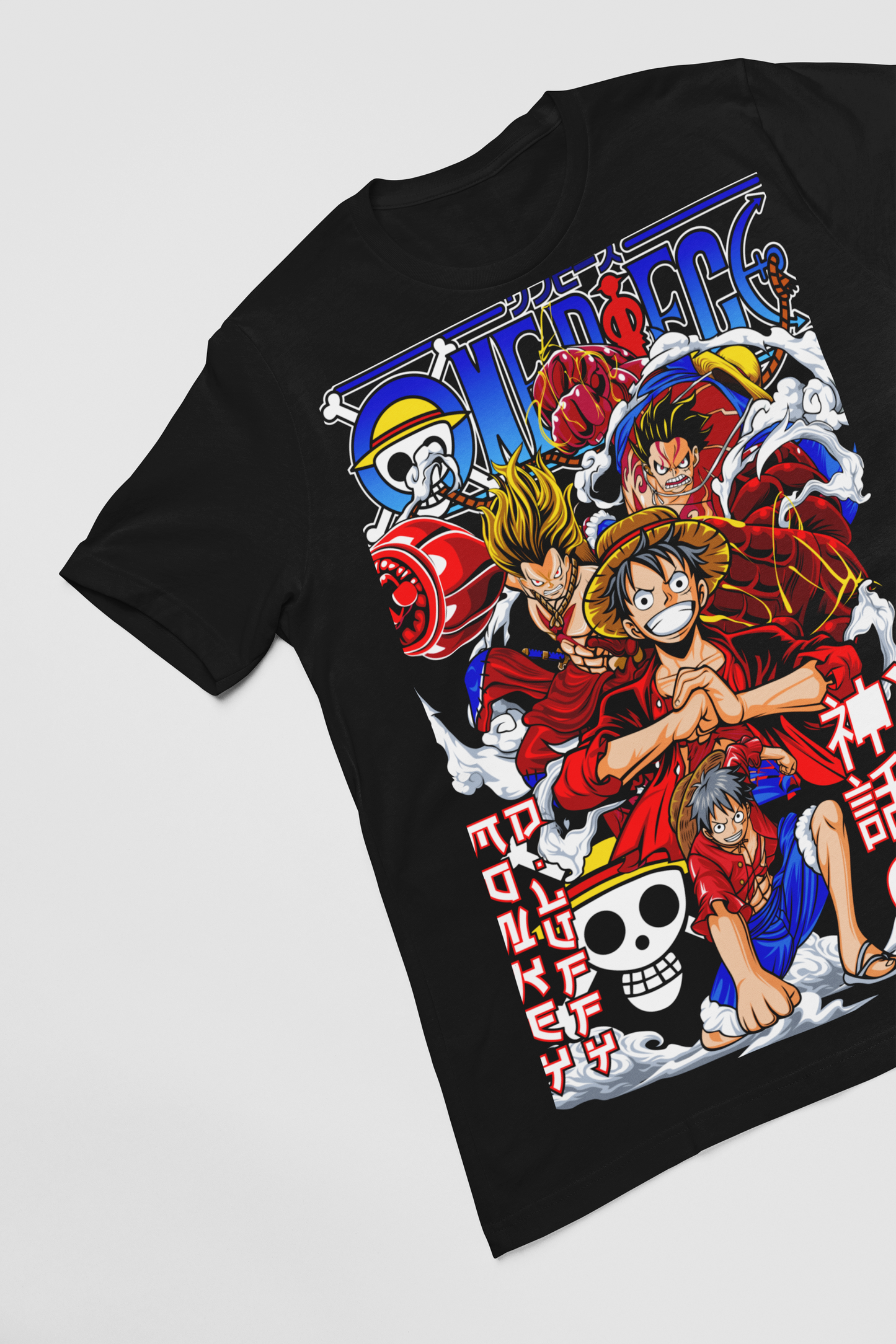One Piece Unisex Regular fit Tshirt, Anime Graphic T-shirt, Black, Cotton, Anime Print