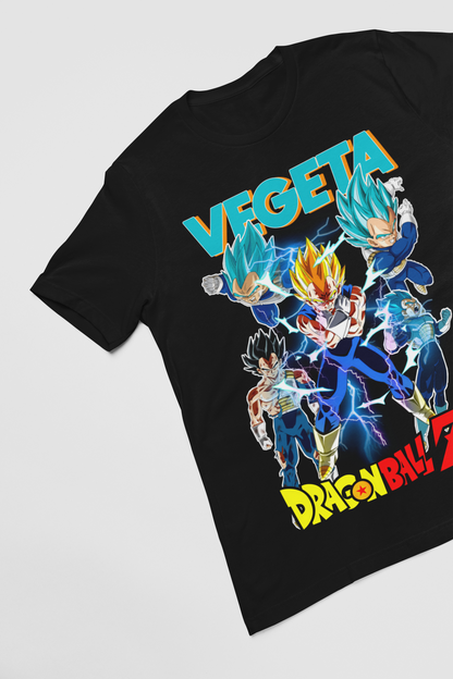 Vegeta Dragon Ball Z Unisex Regular fit Tshirt, Anime Graphic T-shirt, Black, Cotton, Anime Print