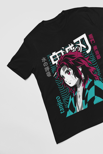 Tanjiro Demon Slayer Unisex Regular fit T-shirt, Anime Graphic T-shirt, Black, Cotton, Anime Print