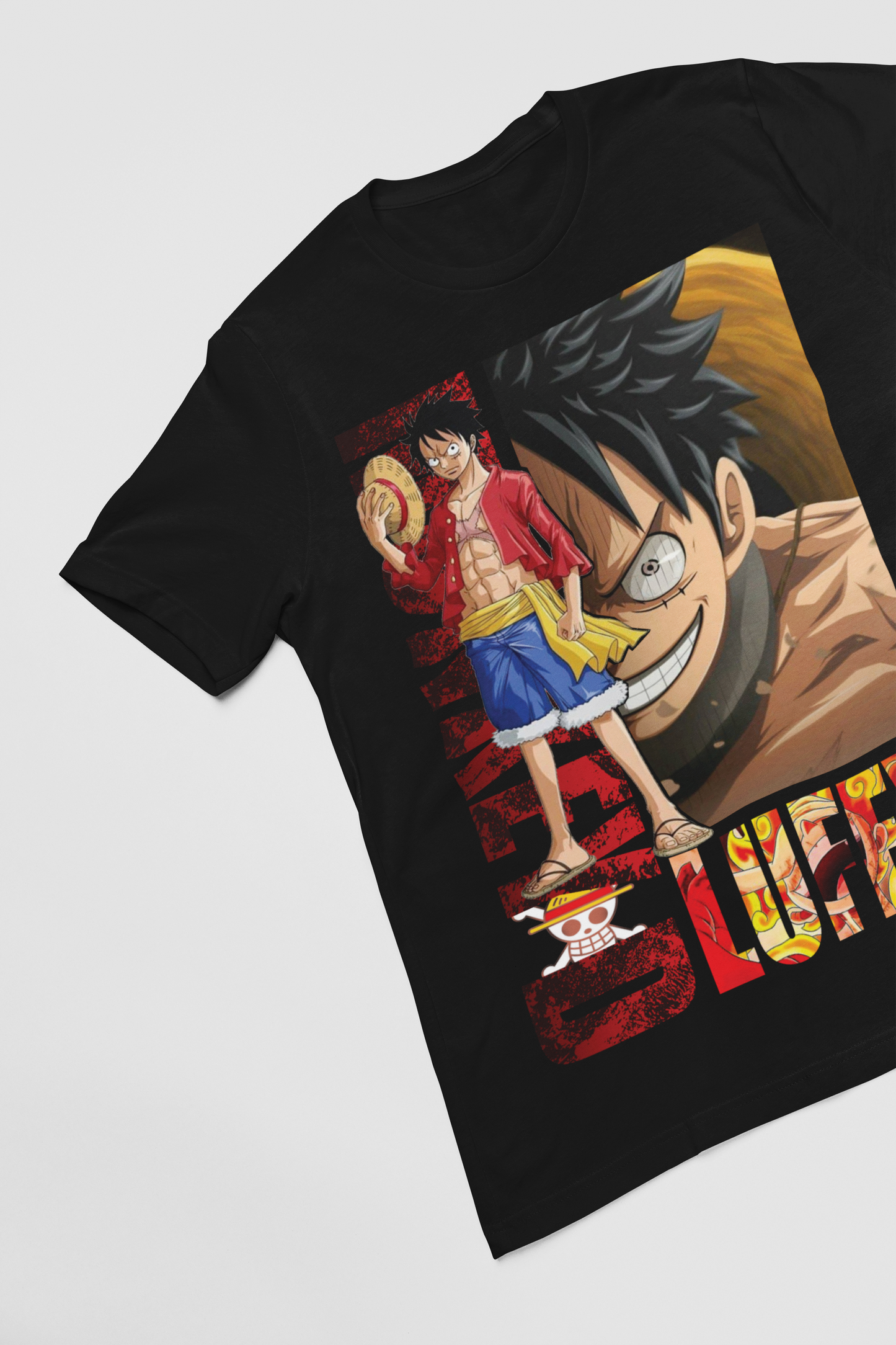Luffy (D-3) One Piece  Unisex Regular fit Tshirt, Anime Graphic T-shirt, Black, Cotton, Anime Print