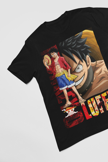 Luffy (D-3) One Piece  Unisex Regular fit Tshirt, Anime Graphic T-shirt, Black, Cotton, Anime Print