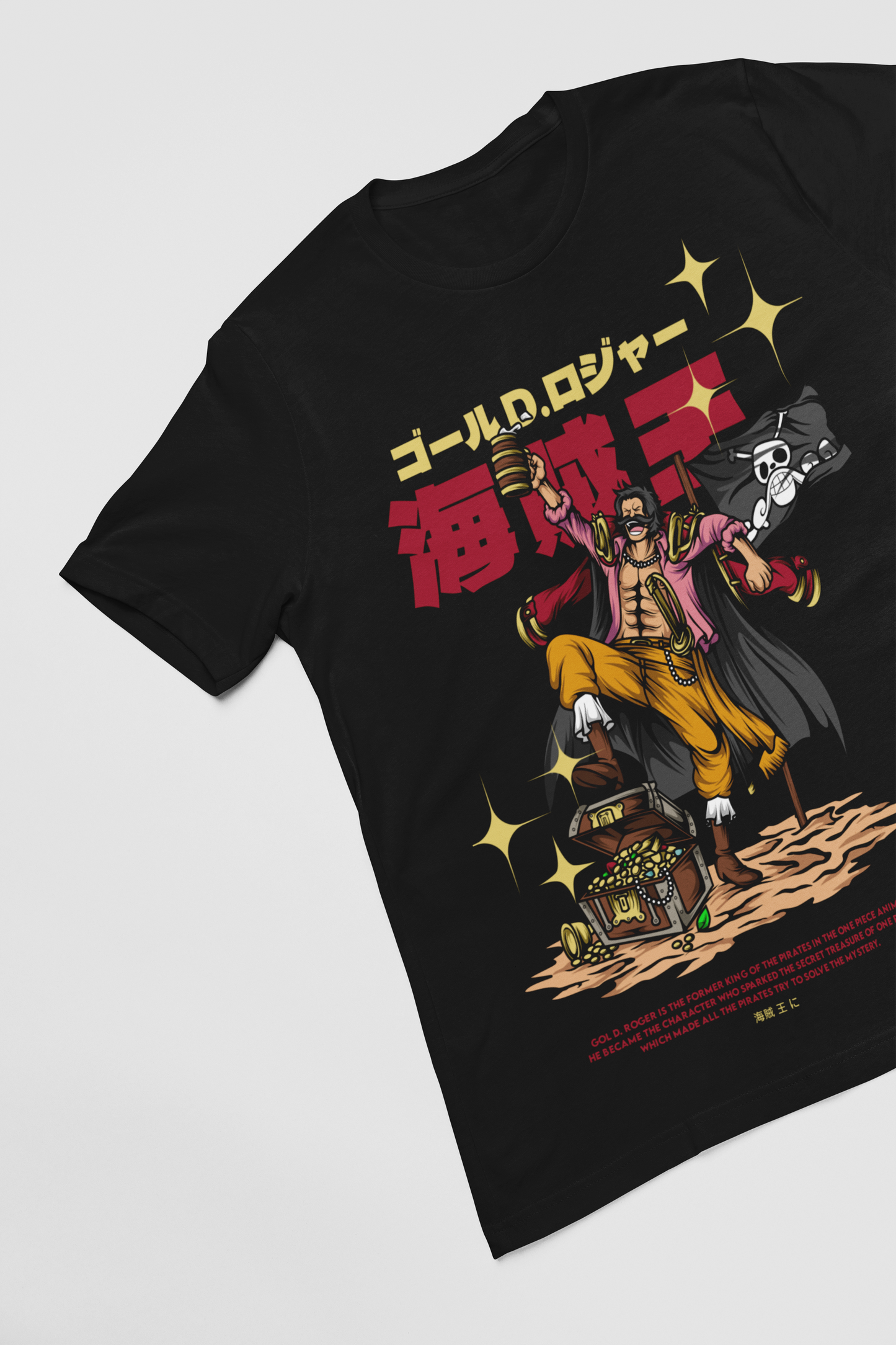Gol D. Roger One Piece Unisex Regular fit Tshirt, Anime Graphic T-shirt, Black, Cotton, Anime Print