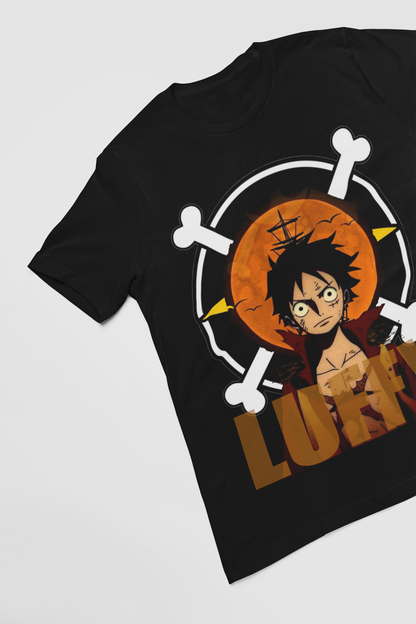 Luffy (D-2) One Piece  Unisex Regular fit Tshirt, Anime Graphic T-shirt, Black, Cotton, Anime Print