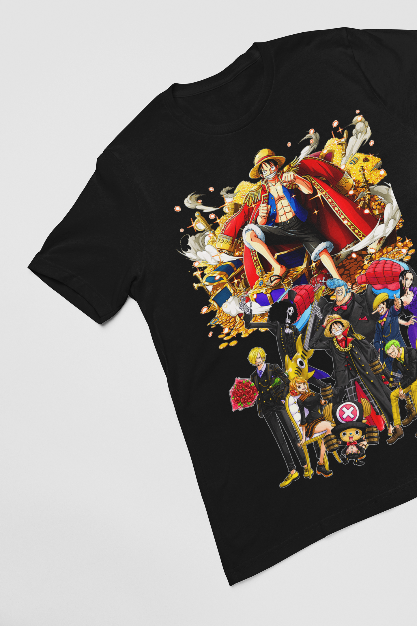 One Piece  Unisex Regular fit Tshirt, Anime Graphic T-shirt, Black, Cotton, Anime Print (OP-77)