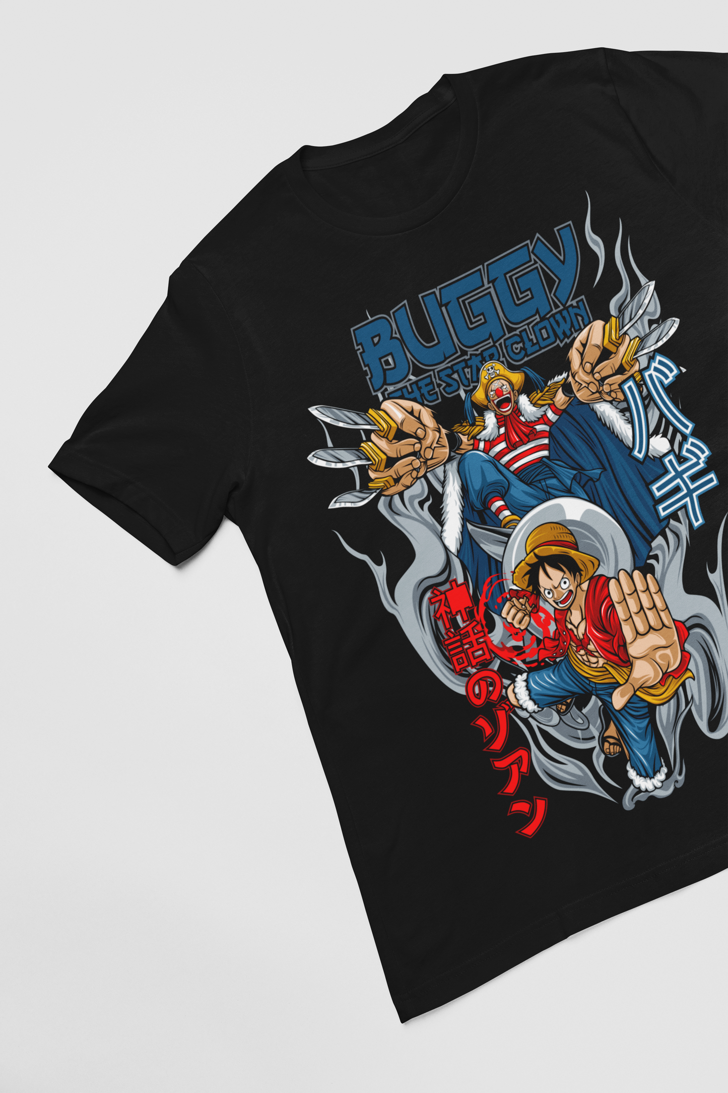 Buggy One Piece  Unisex Regular fit Tshirt, Anime Graphic T-shirt, Black, Cotton, Anime Print