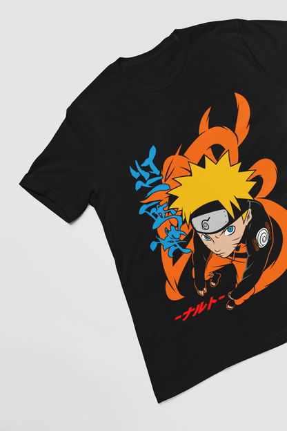 Naruto (D-5) Unisex Regular fit Tshirt, Anime Graphic T-shirt, Black, Cotton, Anime Print