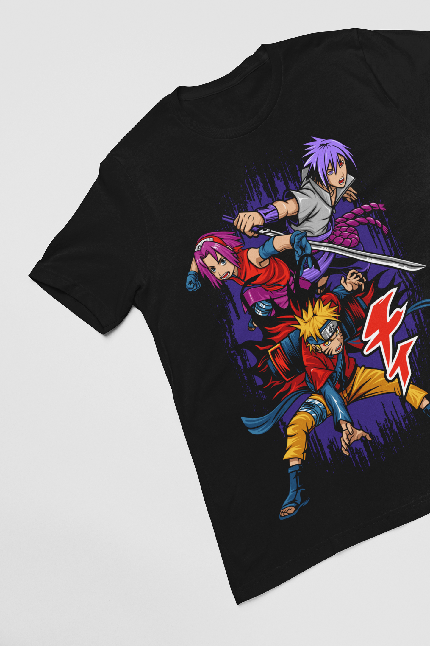 Naruto Unisex Regular fit Tshirt, Anime Graphic T-shirt, Black, Cotton, Anime Print (NRT-43)