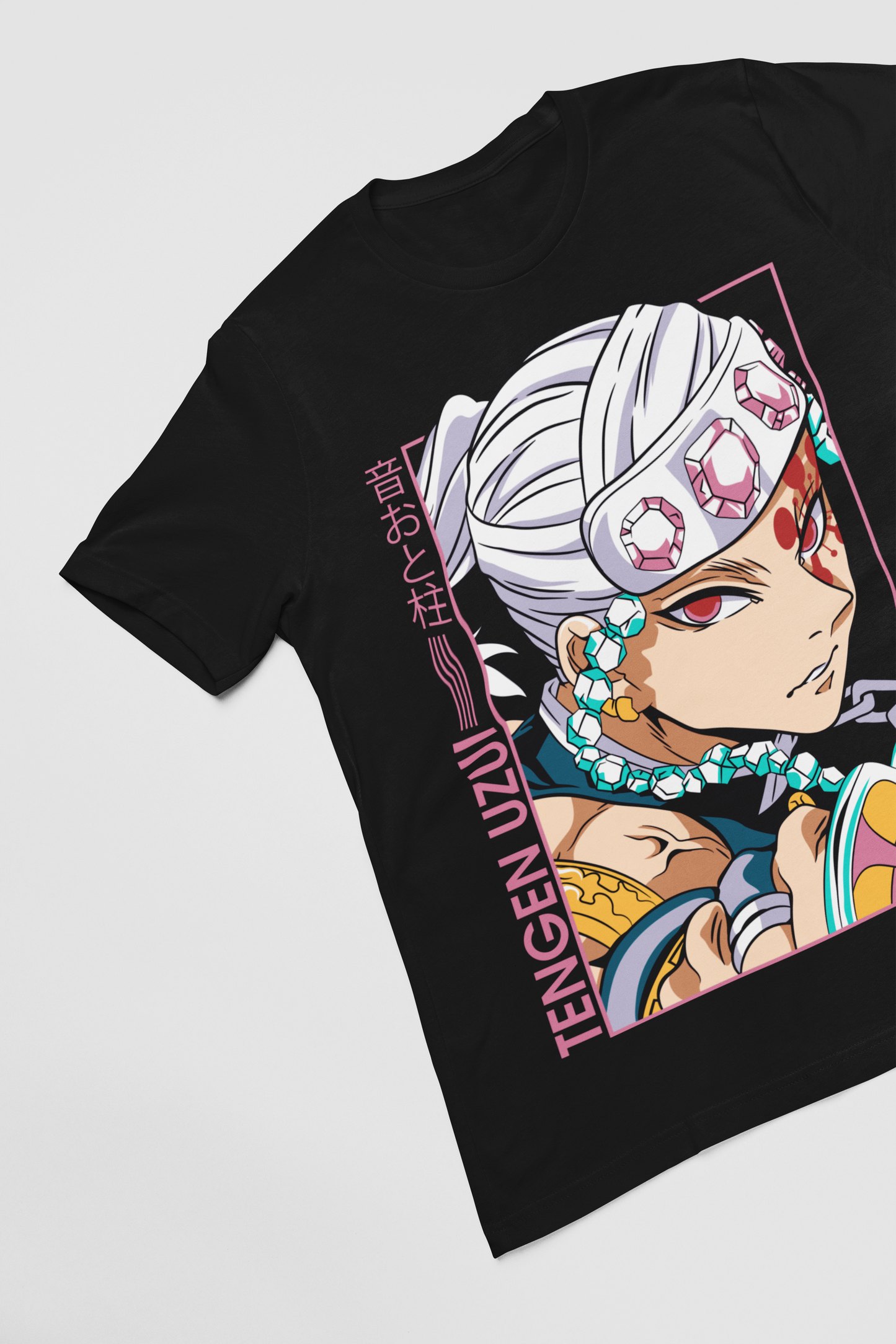 Tengen Uzui Demon Slayer Unisex Regular fit Tshirt, Anime Graphic T-shirt, Black, Cotton, Anime Print
