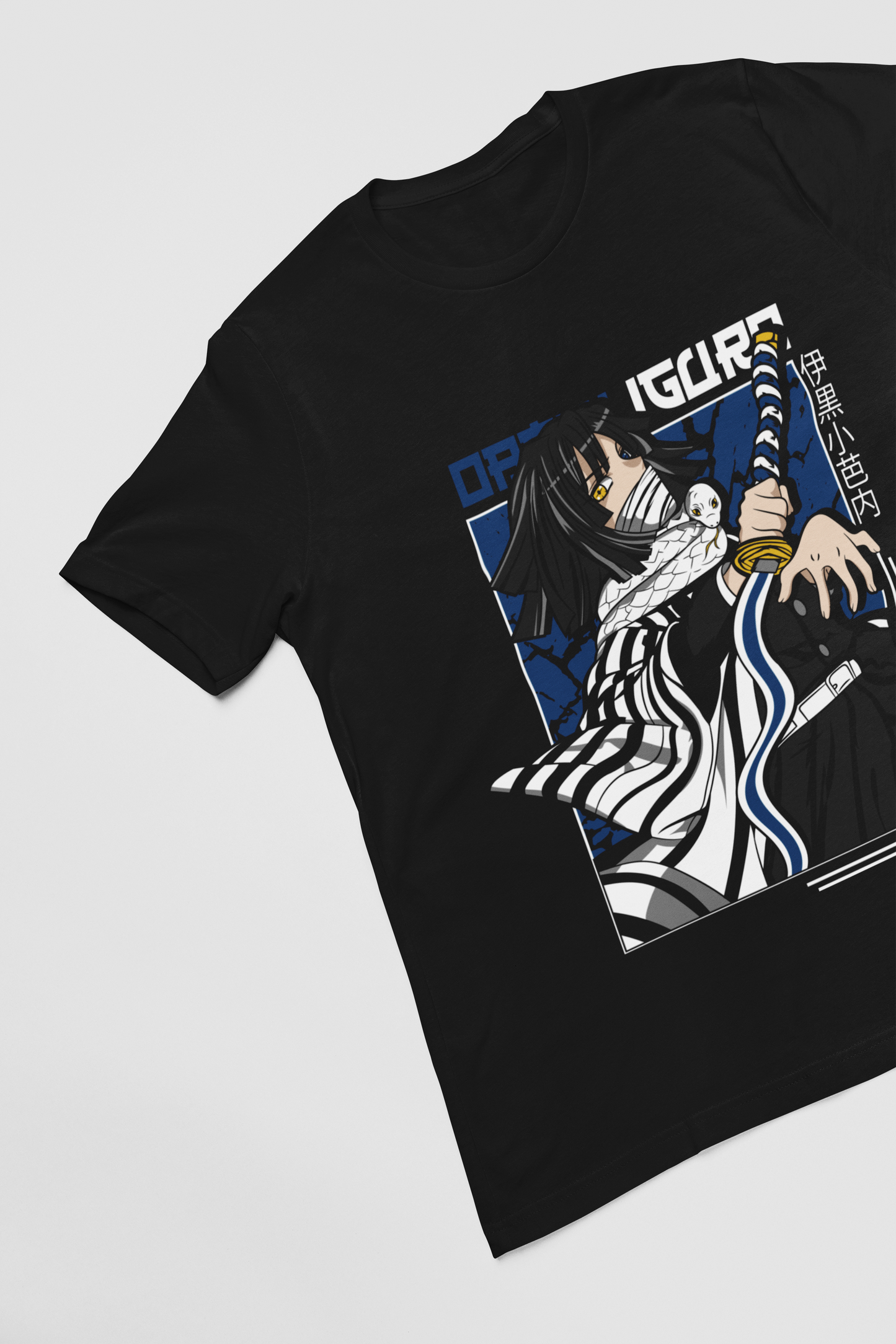 Obanai Iguro Demon Slayer Unisex Regular fit Tshirt, Anime Graphic T-shirt, Black, Cotton, Anime Print