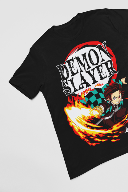 Tanjiro D-2 Demon Slayer Unisex Regular fit T-shirt, Anime Graphic T-shirt, Black, Cotton, Anime Print