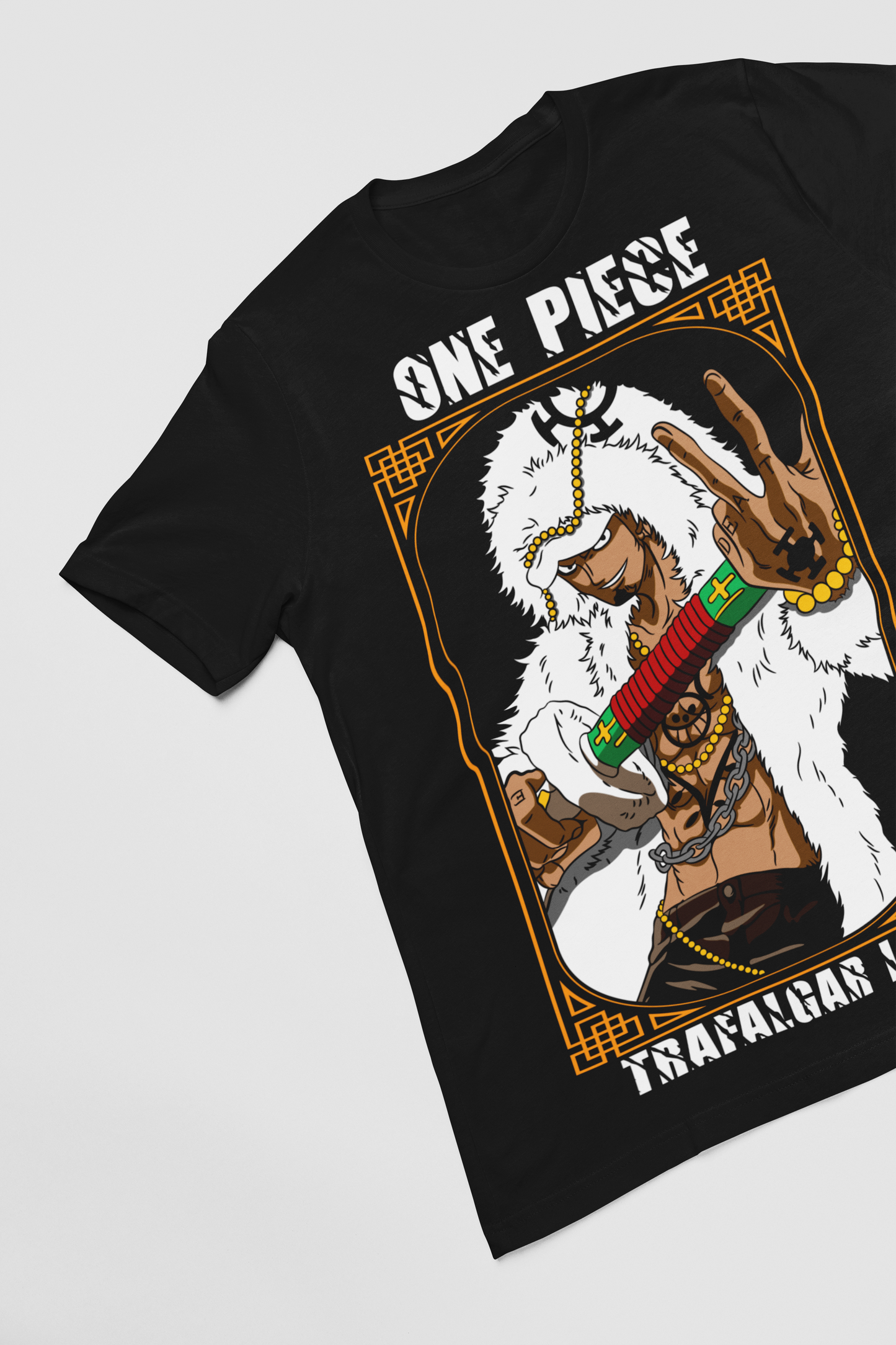 Trafalgar D. Water Law One Piece  Unisex Regular fit Tshirt, Anime Graphic T-shirt, Black, Cotton, Anime Print