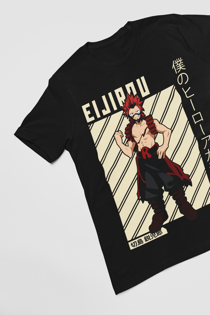 Eijiro Kirishima My Hero Academia Unisex Regular fit Tshirt, Anime Graphic T-shirt, Black, Cotton, Anime Print
