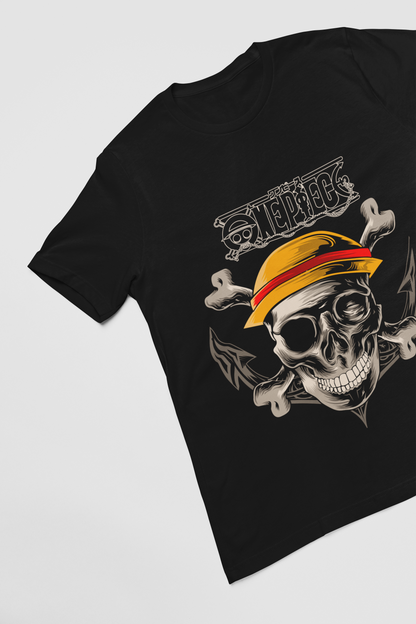 One Piece  Unisex Regular fit Tshirt, Anime Graphic T-shirt, Black, Cotton, Anime Print (OP-66)
