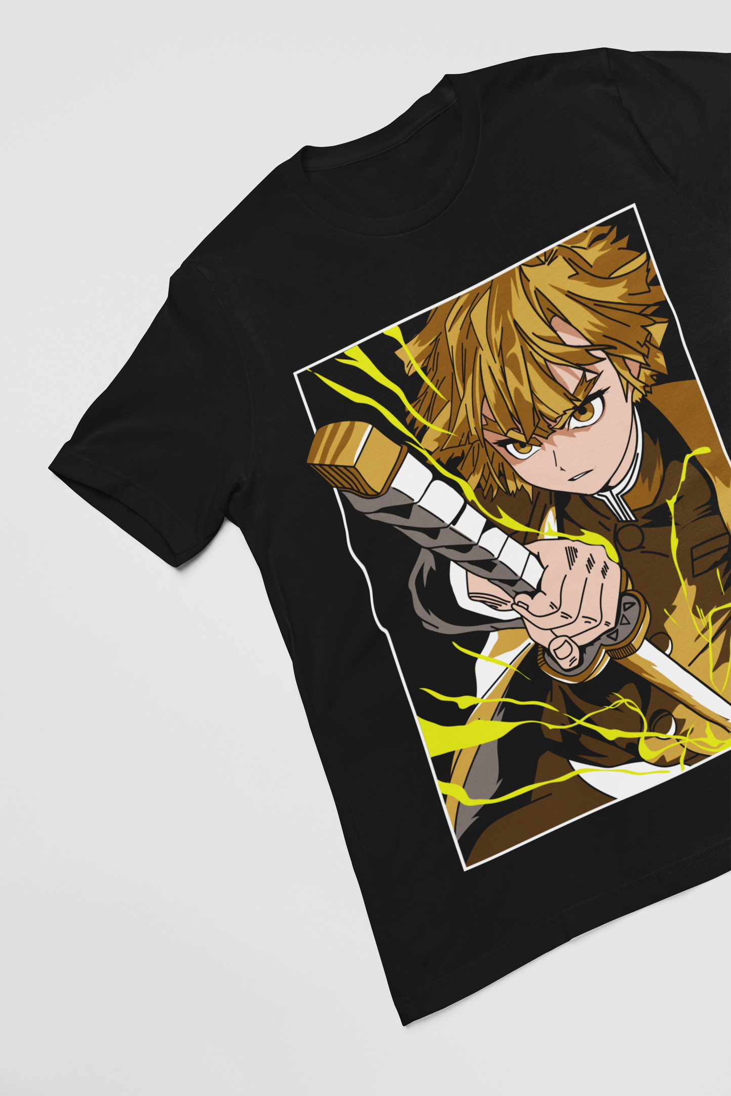 Zenitsu Demon Slayer Unisex Regular fit T-shirt, Anime Graphic T-shirt, Black, Cotton, Anime Print