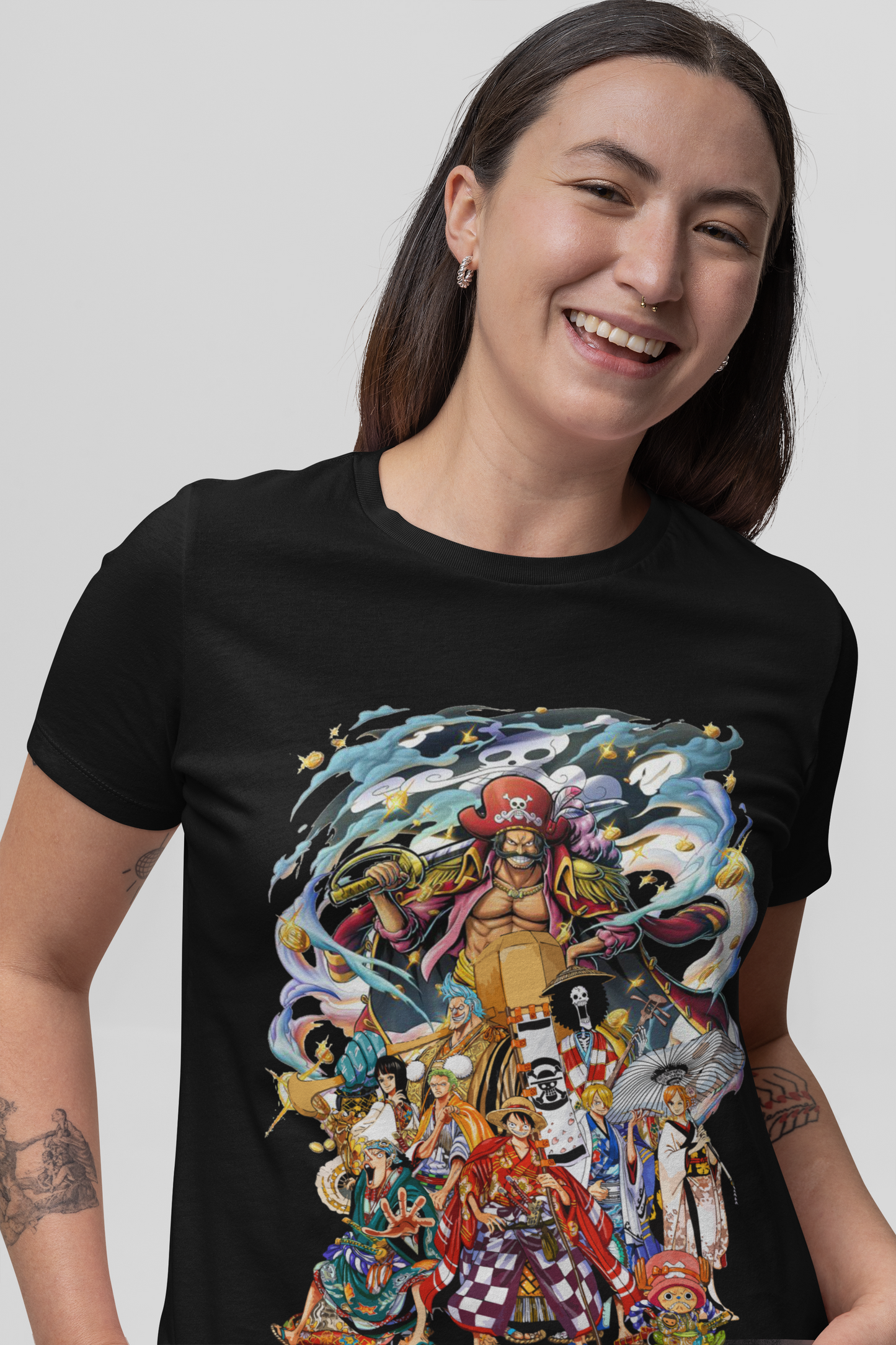 One Piece  Unisex Regular fit Tshirt, Anime Graphic T-shirt, Black, Cotton, Anime Print (OP-12)
