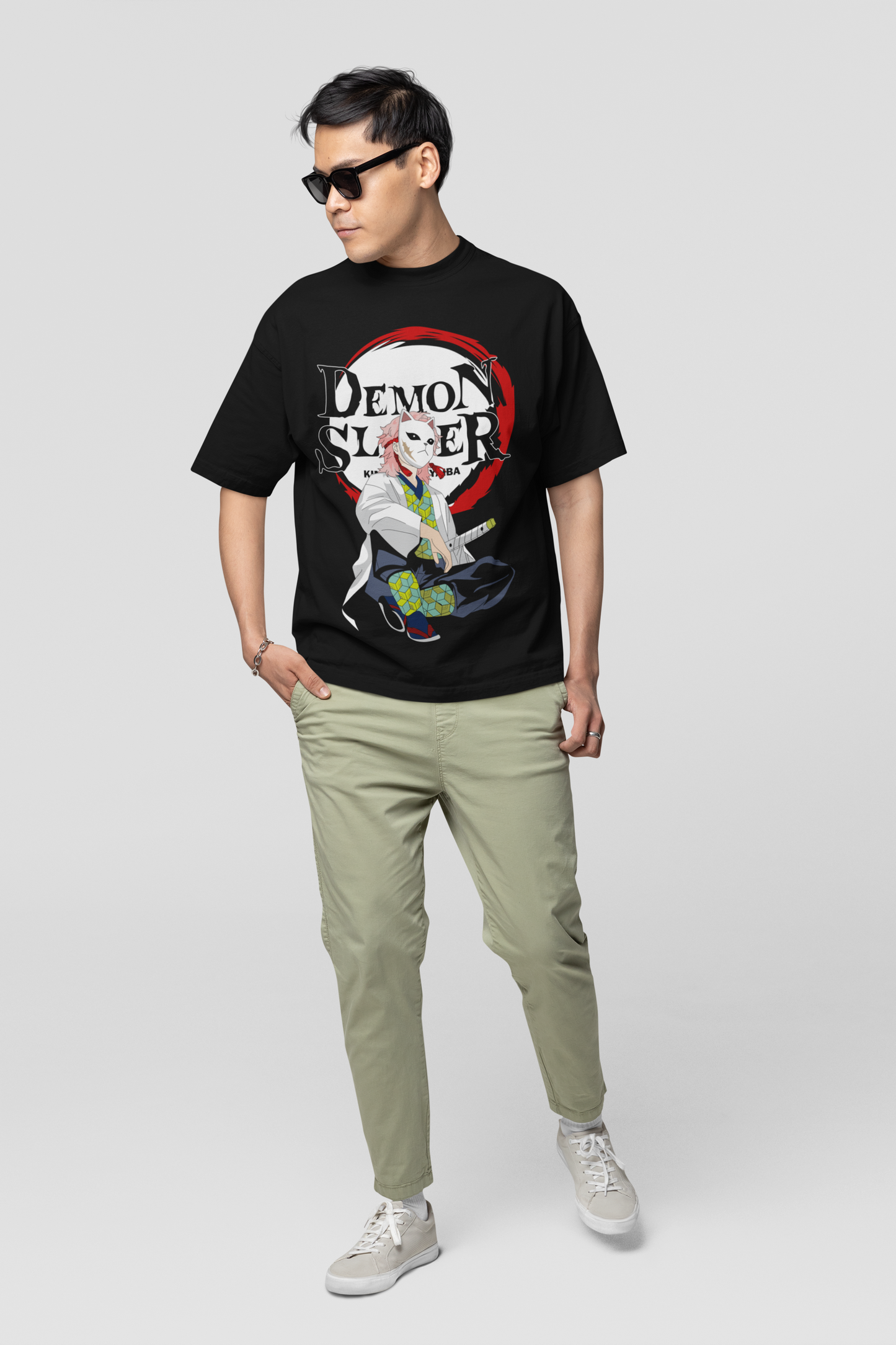 Black Oversized "Demon Slayer" Graphic T-Shirt