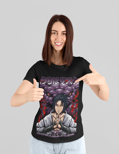 Sasuke Uchiha Naruto  Unisex Regular fit Tshirt, Anime Graphic T-shirt, Black, Cotton, Anime Print