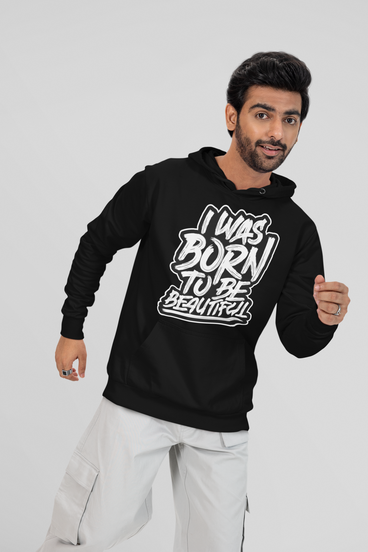 Born to Be Beautiful - Statement Black Hoodie