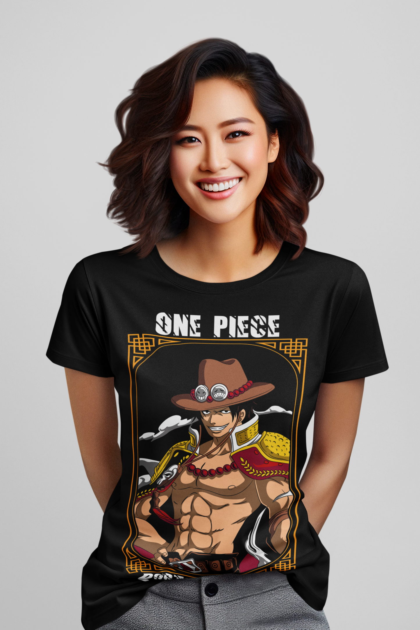 Portgas D. Ace One Piece  Unisex Regular fit Tshirt, Anime Graphic T-shirt, Black, Cotton, Anime Print