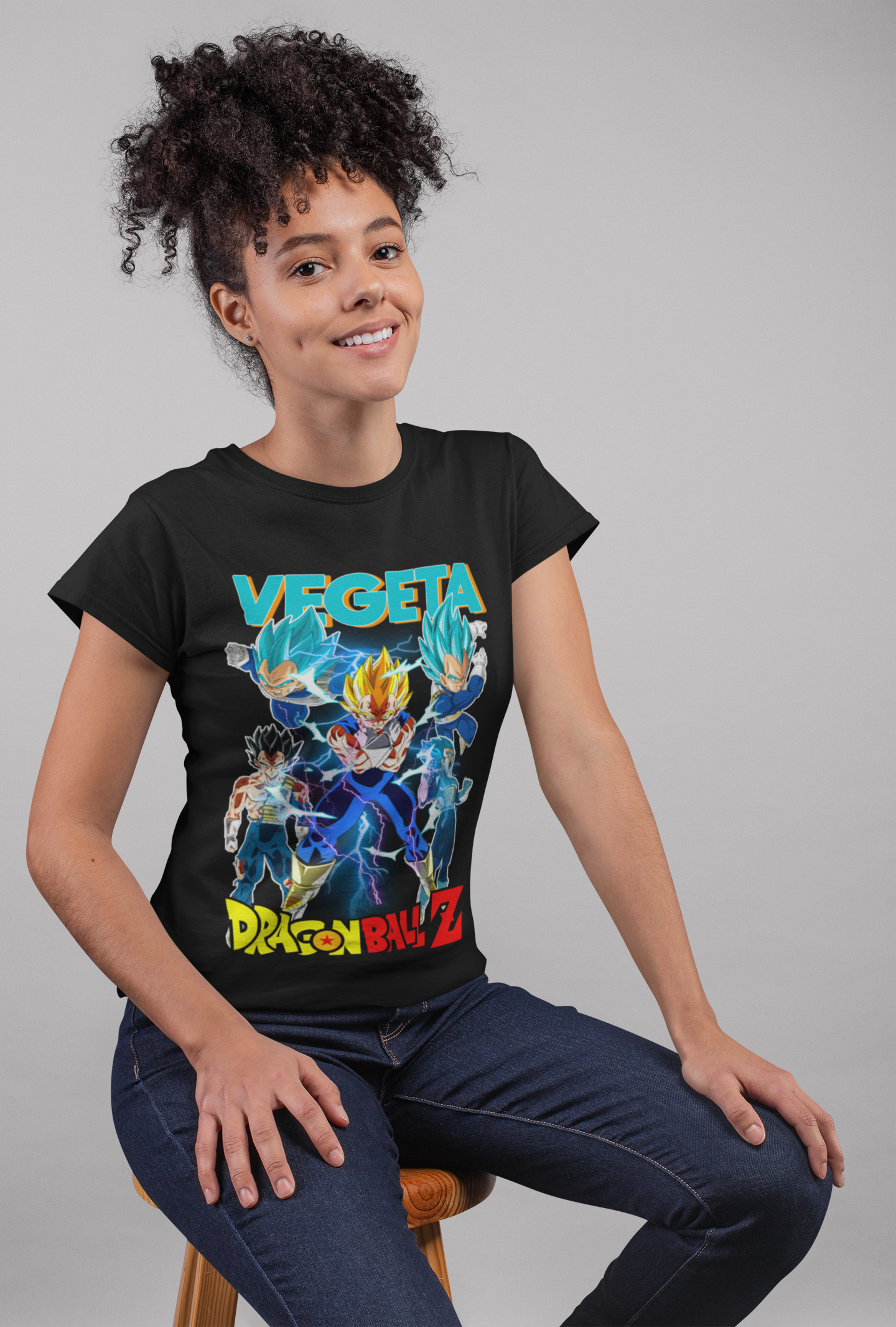 Vegeta Dragon Ball Z Unisex Regular fit Tshirt, Anime Graphic T-shirt, Black, Cotton, Anime Print