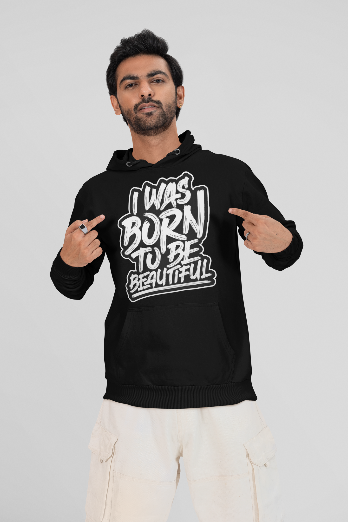 Born to Be Beautiful - Statement Black Hoodie