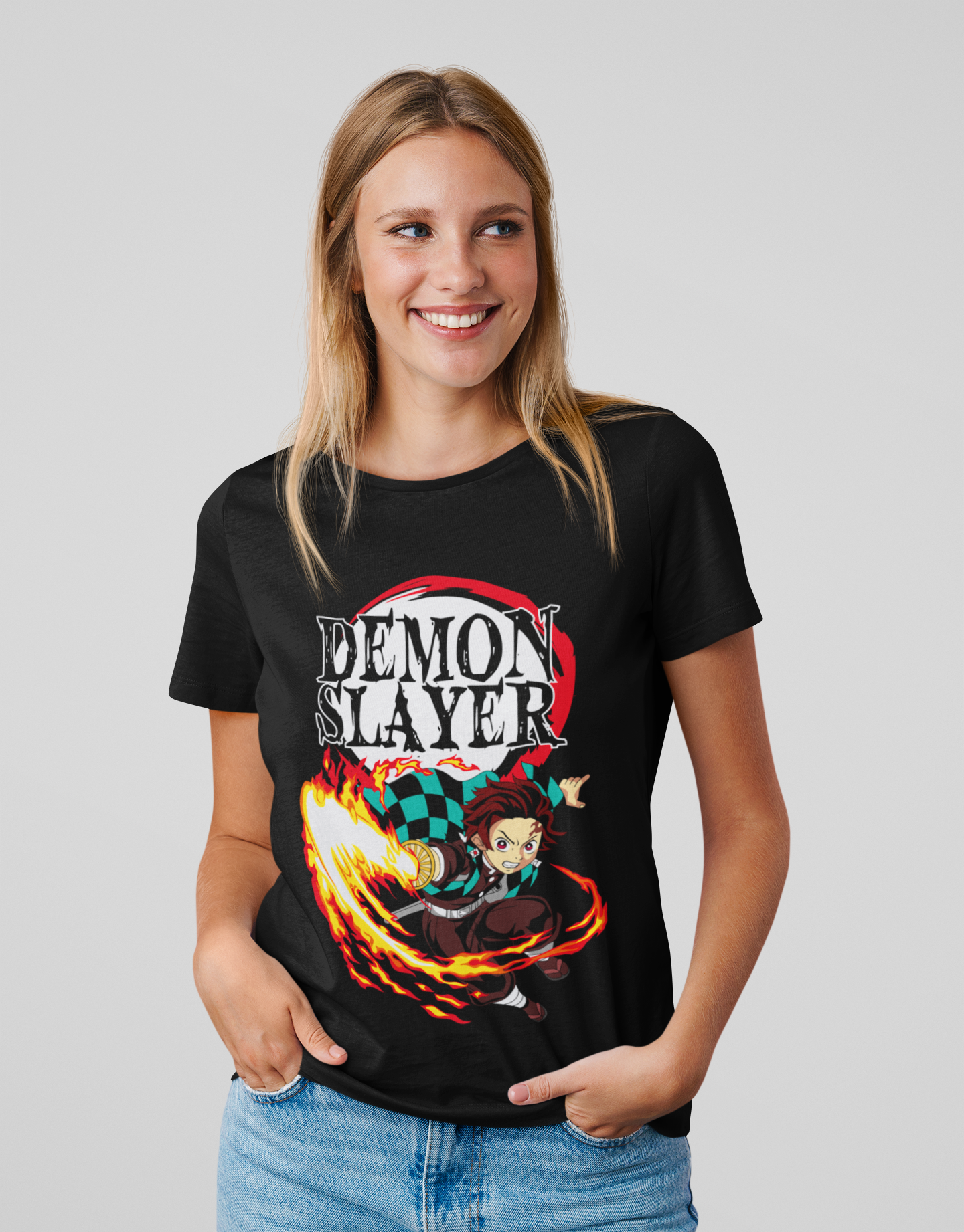 Tanjiro D-2 Demon Slayer Unisex Regular fit T-shirt, Anime Graphic T-shirt, Black, Cotton, Anime Print