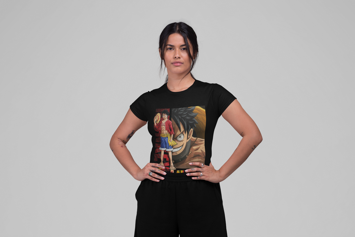 Luffy (D-3) One Piece  Unisex Regular fit Tshirt, Anime Graphic T-shirt, Black, Cotton, Anime Print