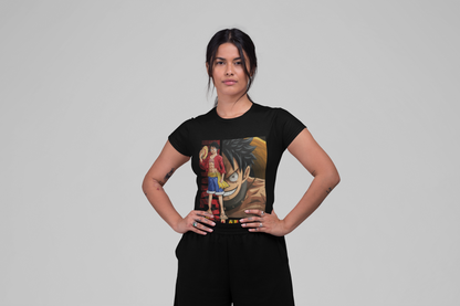 Luffy (D-3) One Piece  Unisex Regular fit Tshirt, Anime Graphic T-shirt, Black, Cotton, Anime Print