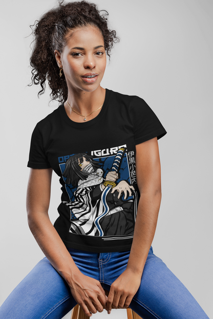 Obanai Iguro Demon Slayer Unisex Regular fit Tshirt, Anime Graphic T-shirt, Black, Cotton, Anime Print