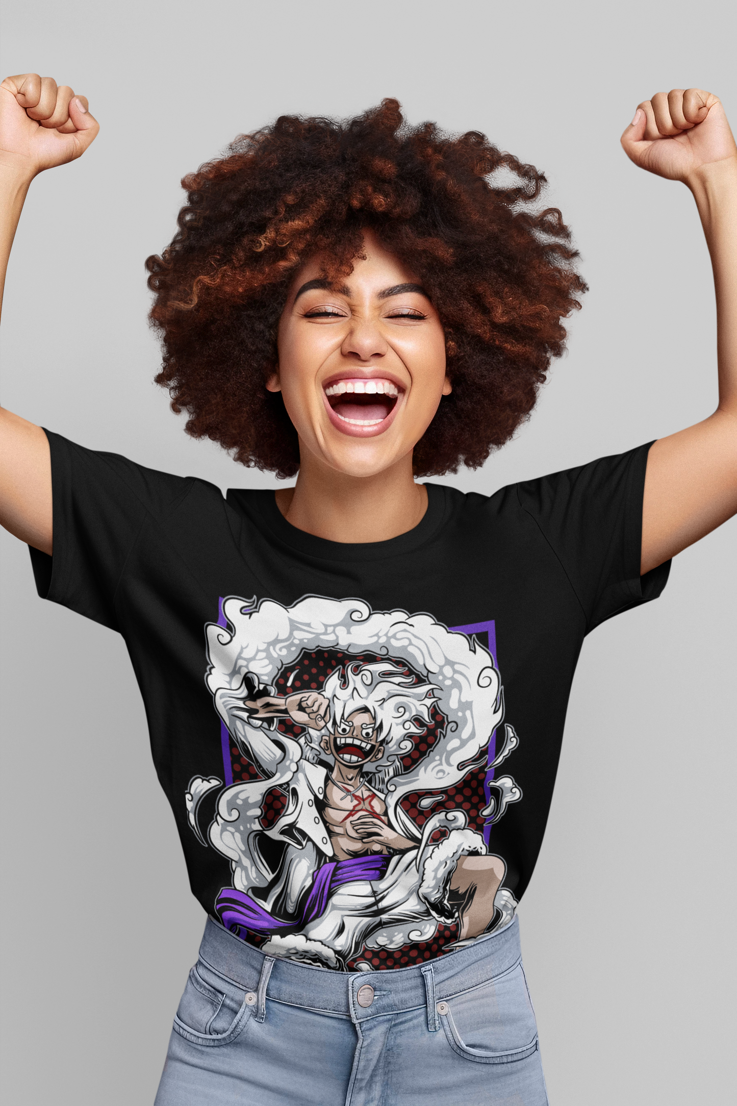 Luffy (D-4) One Piece  Unisex Regular fit Tshirt, Anime Graphic T-shirt, Black, Cotton, Anime Print