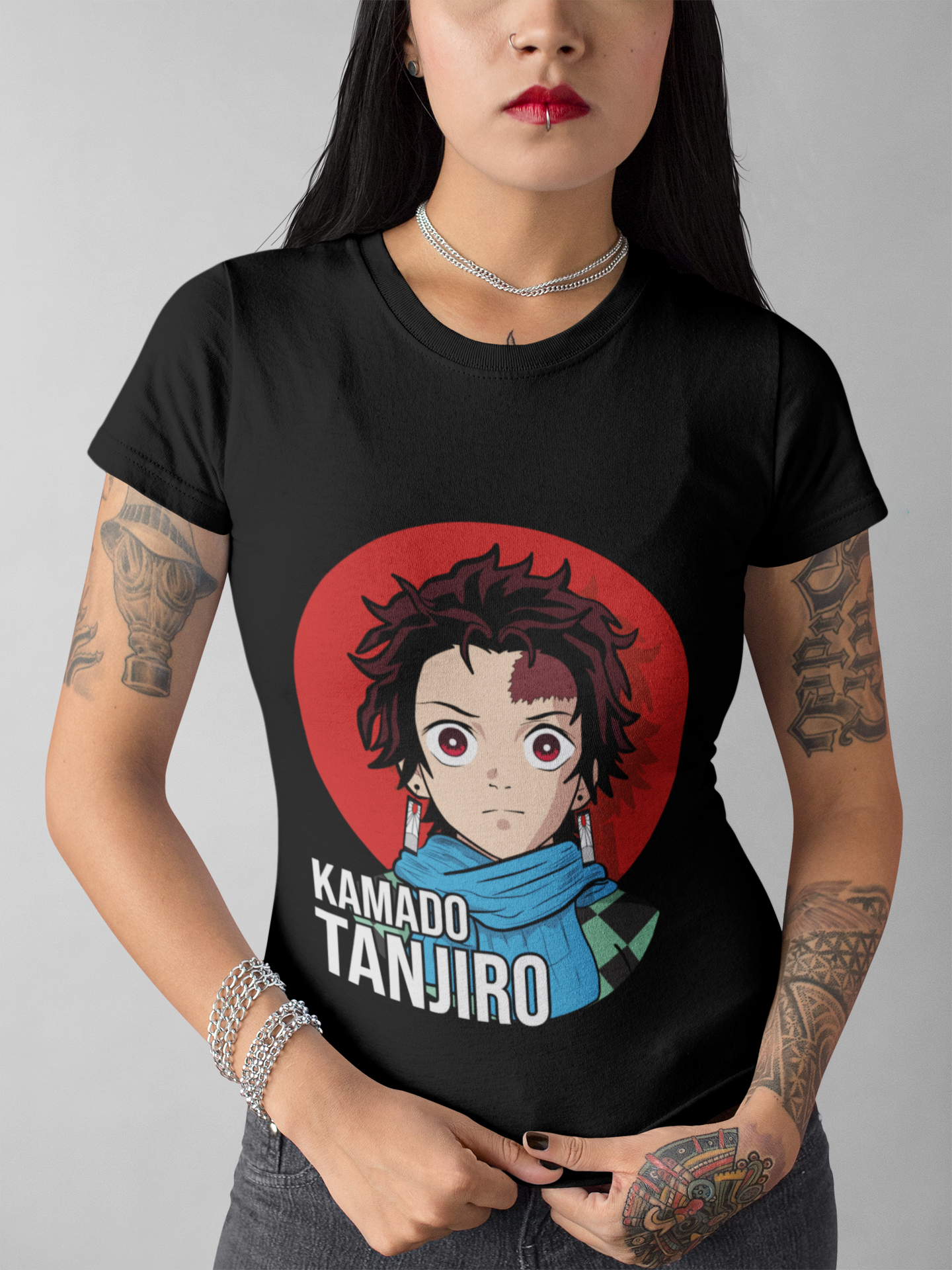 Tanjiro Kamado D-5 Demon Slayer Unisex Regular fit Tshirt, Anime Graphic T-shirt, Black, Cotton, Anime Print