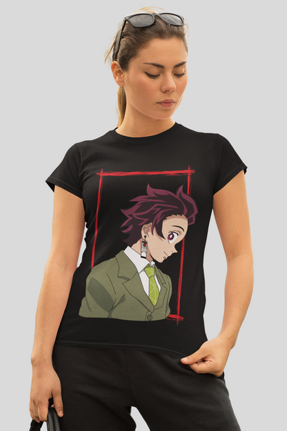 Tanjiro Kamado D-4 Demon Slayer Unisex Regular fit Tshirt, Anime Graphic T-shirt, Black, Cotton, Anime Print