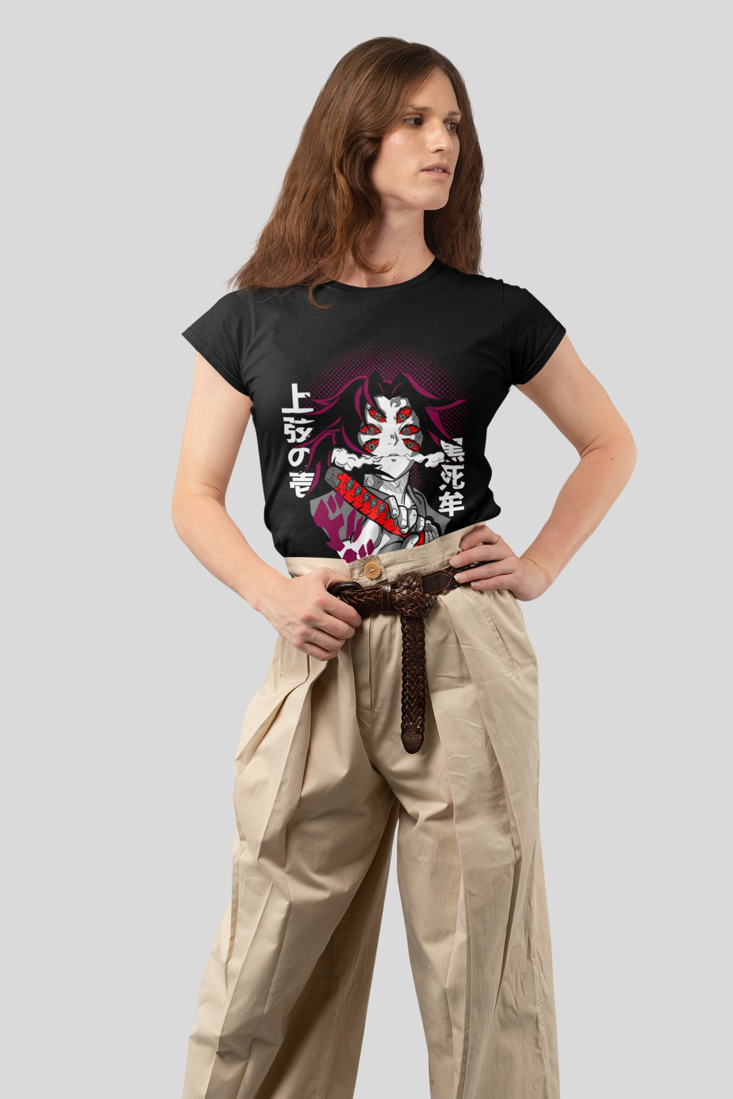 Kokushibo Demon Slayer Unisex Regular fit Tshirt, Anime Graphic T-shirt, Black, Cotton, Anime Print