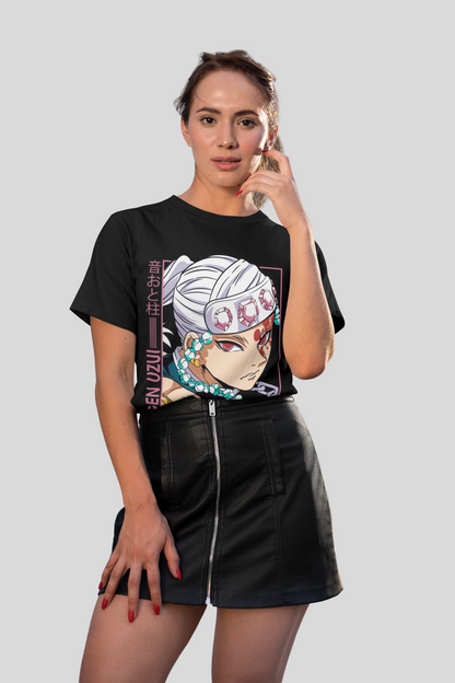 Tengen Uzui Demon Slayer Unisex Regular fit Tshirt, Anime Graphic T-shirt, Black, Cotton, Anime Print