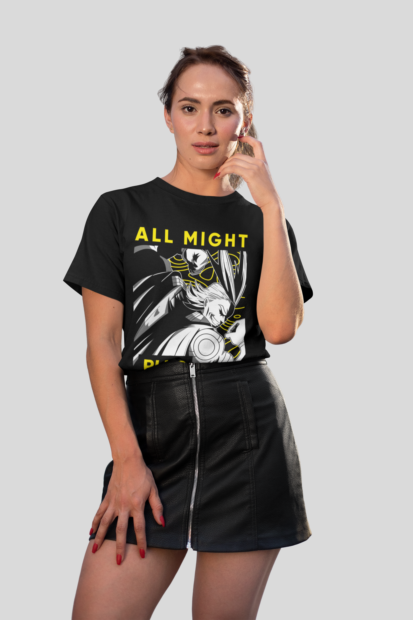 All Might (D-2) My Hero Academia Unisex Regular fit Tshirt, Anime Graphic T-shirt, Black, Cotton, Anime Print
