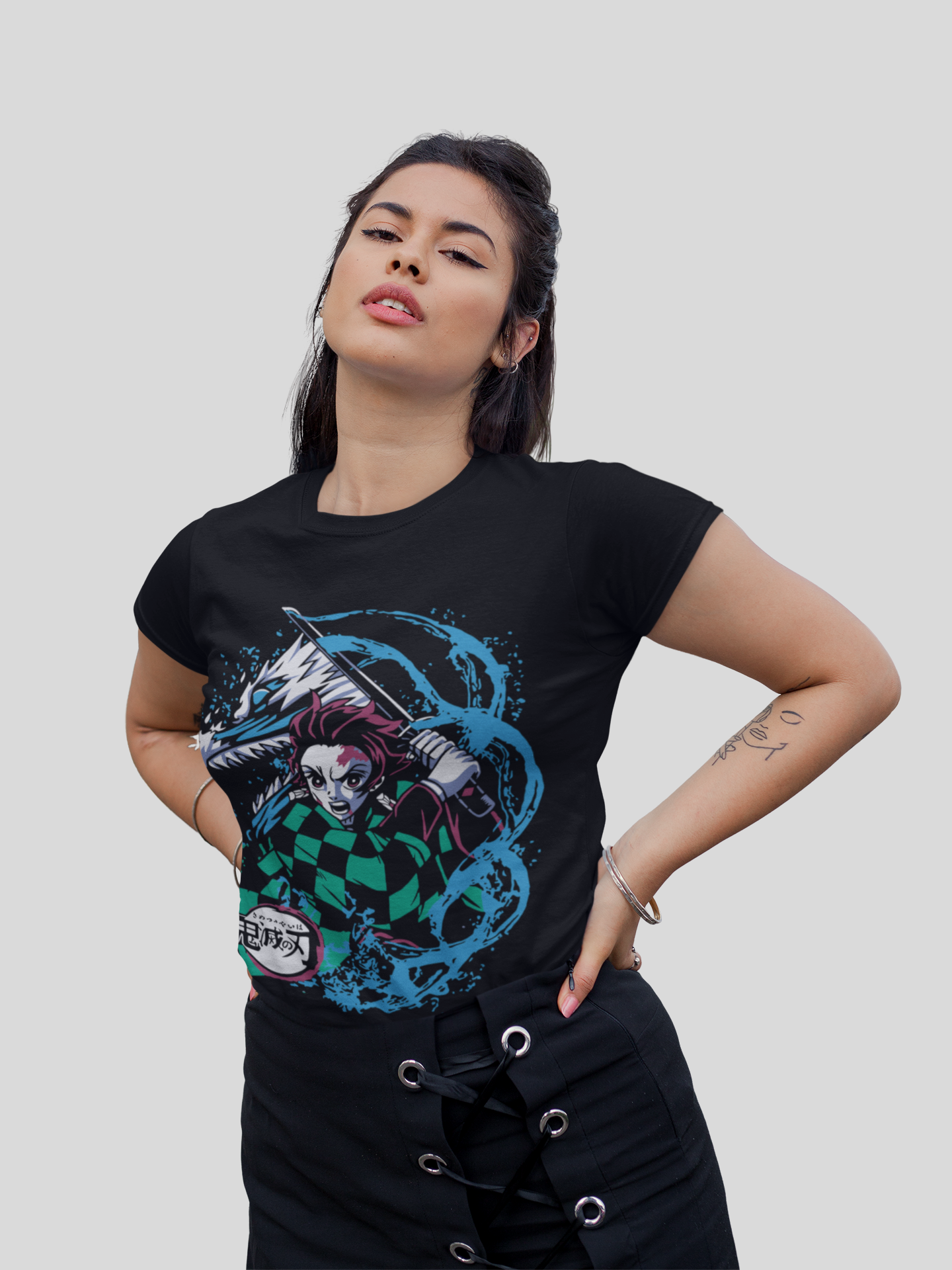 Tanjiro Kamado D-3 Demon Slayer Unisex Regular fit Tshirt, Anime Graphic T-shirt, Black, Cotton, Anime Print