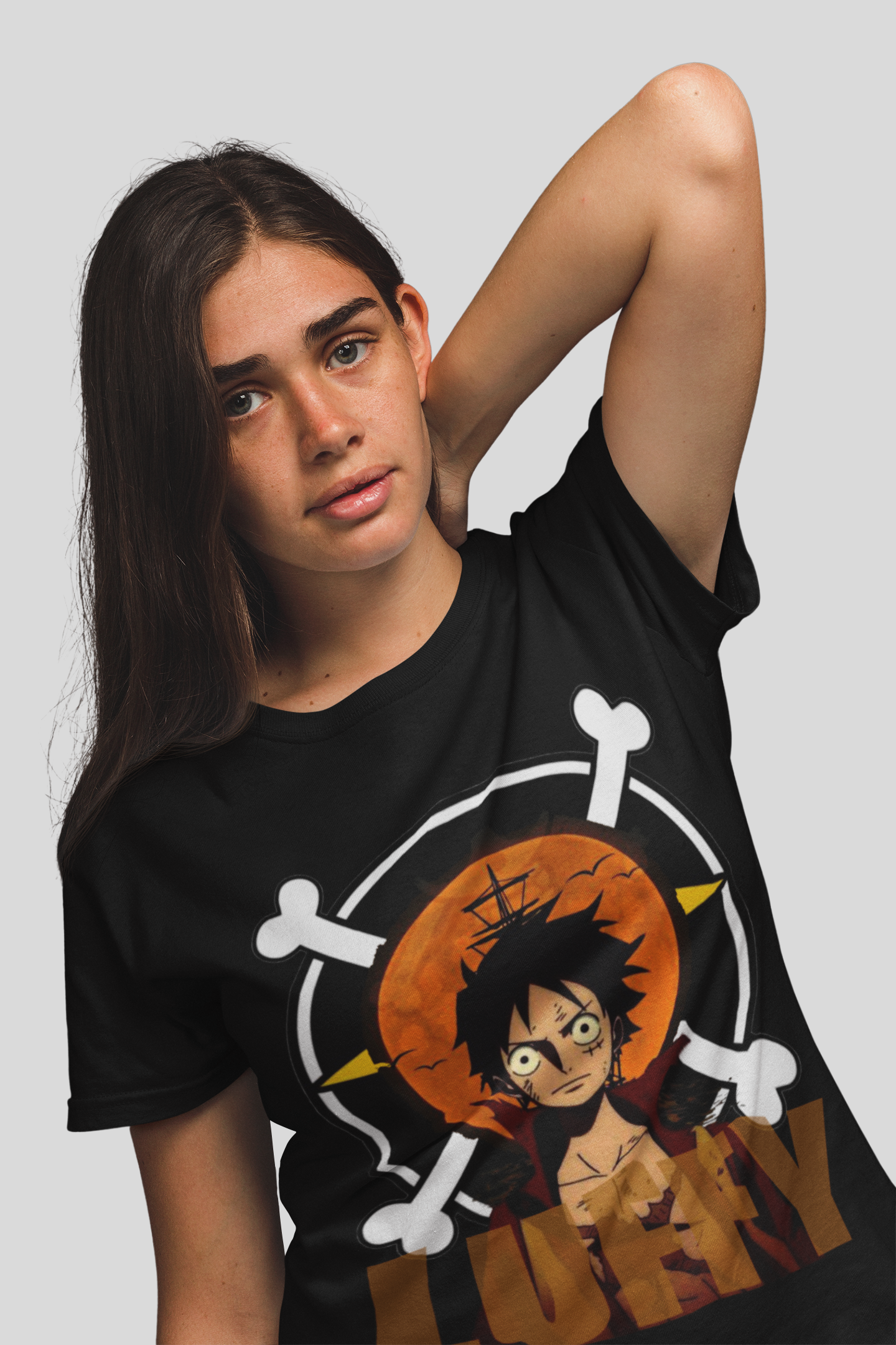 Luffy (D-2) One Piece  Unisex Regular fit Tshirt, Anime Graphic T-shirt, Black, Cotton, Anime Print