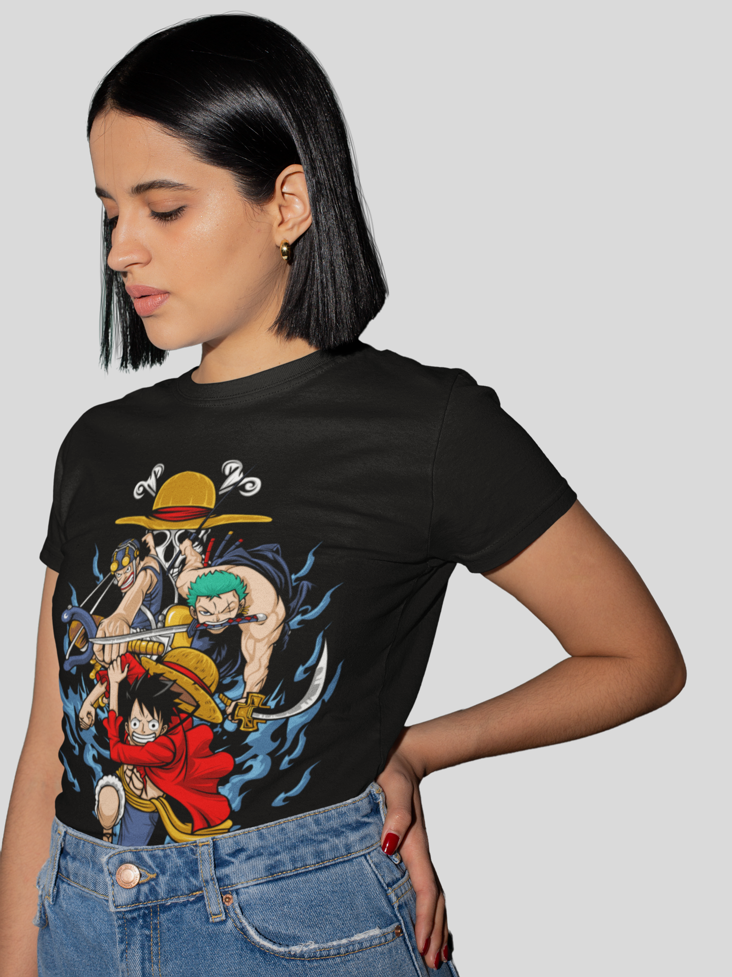 One Piece  Unisex Regular fit Tshirt, Anime Graphic T-shirt, Black, Cotton, Anime Print (OP-85)
